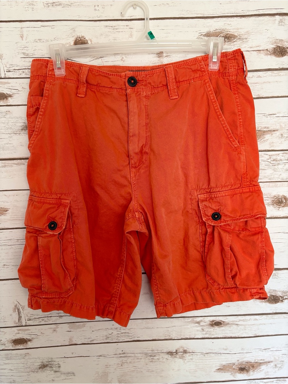 American Eagle Outfitters Men’s 34 Orange Classic Cargo Shorts 100% Cotton